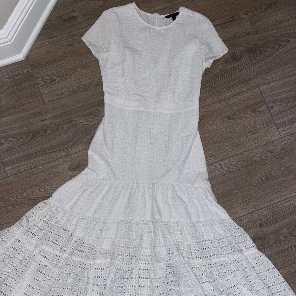 Banana Republic White Eyelet Midi Dress